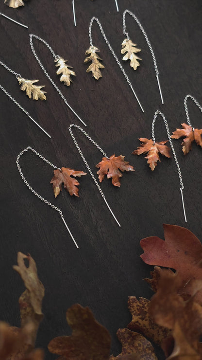 Copper and Brass Autumn Leaf Ear Threaders