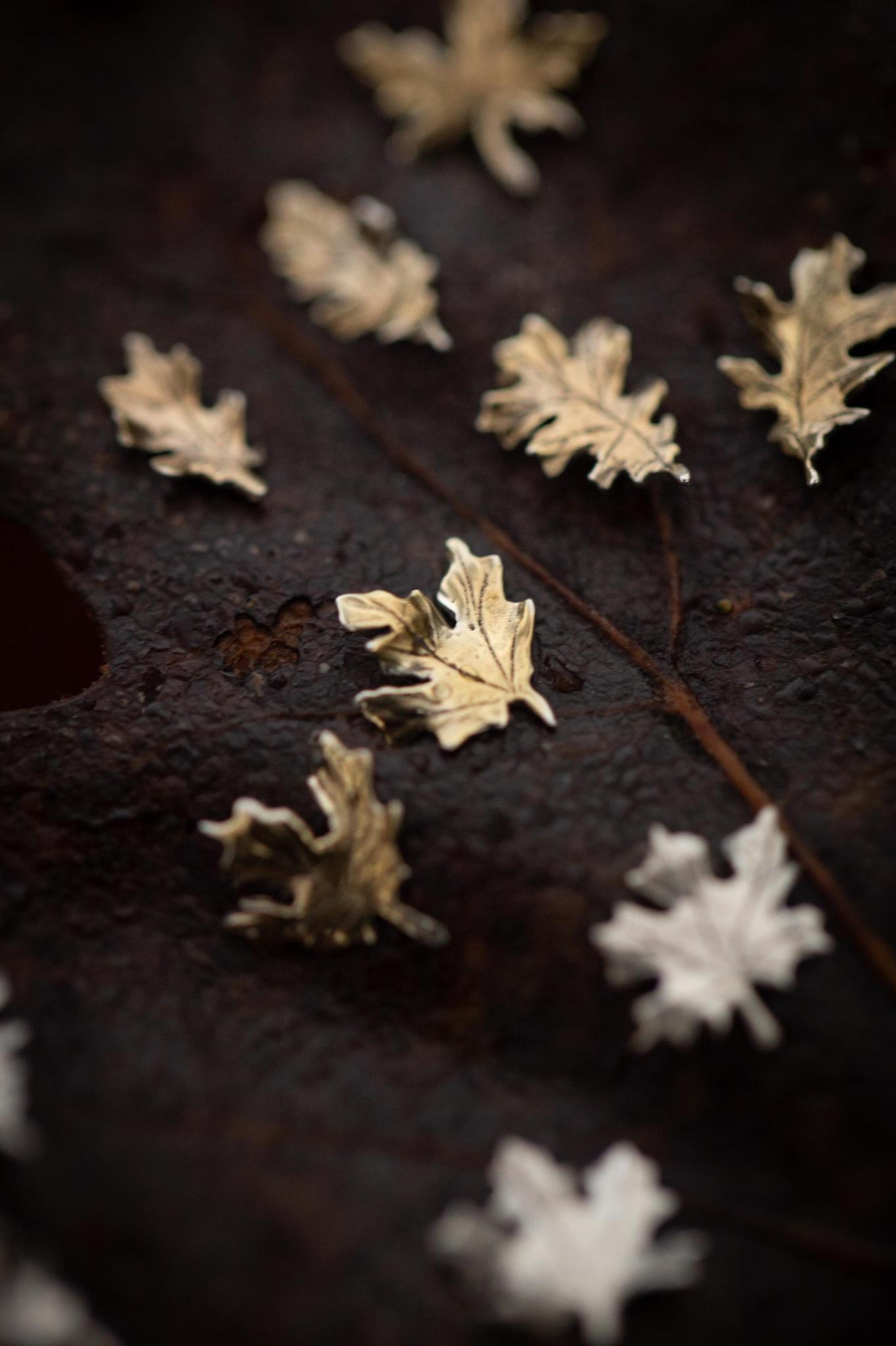 Autumn Leaf Stud Earrings in Sterling Silver