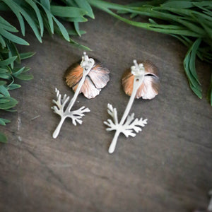 California Poppy Ear Jacket Stud Earrings- Small and Large