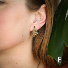 Large Brass Oak Leaf Stud Earrings