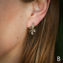 Oak Leaf Brass Stud Earrings