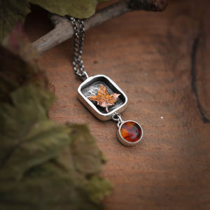 Maple's Blessing, Sterling Silver and Amber Maple Leaf Necklace