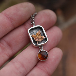 Maple's Blessing, Sterling Silver and Amber Maple Leaf Necklace