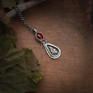 Autumn Oak Sterling Silver and Garnet Necklace