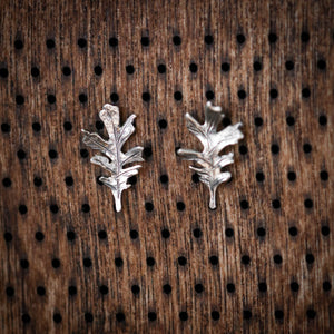 Oak and Maple Leaf Sterling Silver Stud Earrings
