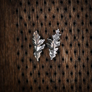 Oak and Maple Leaf Sterling Silver Stud Earrings