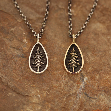 Lone Pine Pendant - Teardrop - Silver or Bronze