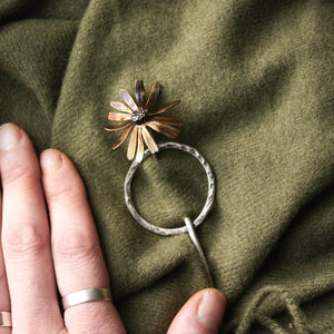 Sterling Silver Echinacea Flower Shawl Pin