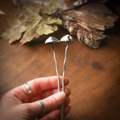 Sterling Silver Woodland Mushroom Hair Stick