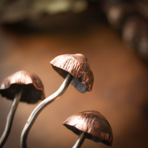 Copper and Sterling Silver Woodland Mushroom Hair Stick