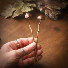 Brass and Copper Woodland Mushroom Hair Stick