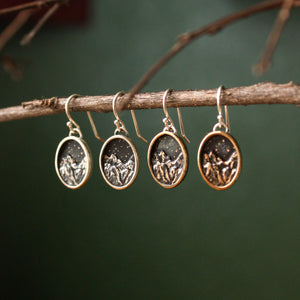 Oval New Moon Standard Miniscape Earrings - Silver & Bronze