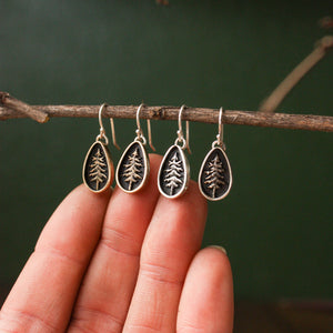 Teardrop Lone Pine Standard Earrings - Silver & Bronze