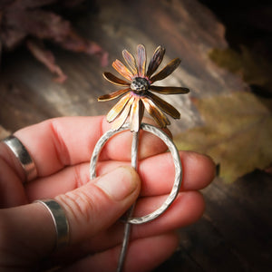 Sterling Silver Echinacea Flower Shawl Pin