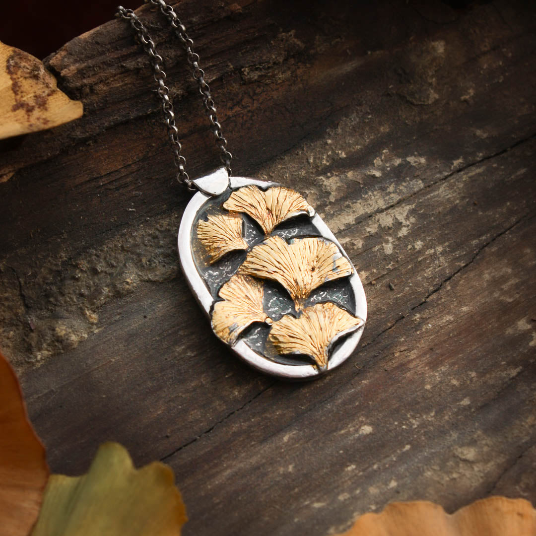 Gingko Leaf Necklace in Gold